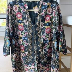 Johnny Was - Silk button-front blouse. Size S